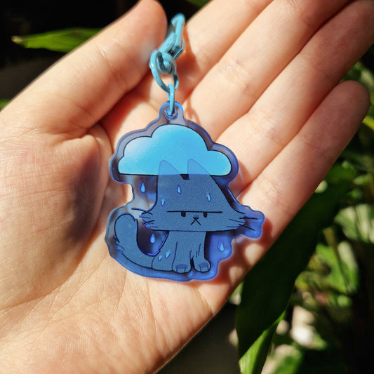 Rainy Cat Acrylic Keychain